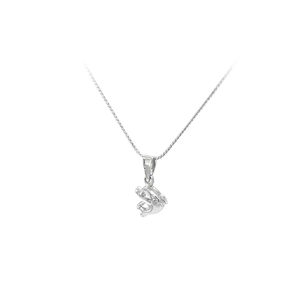 Кулон Дельфин с цирконами из белого золота