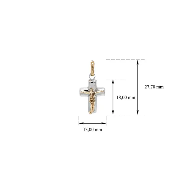 Подвеска Крест с Иисусом Христом из комбинированного золота