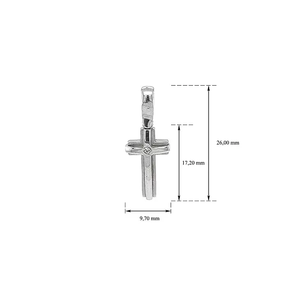 Подвеска Крест с цирконом из белого золота