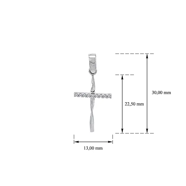 Золотая подвеска Крест с цирконами