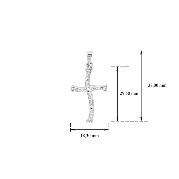 Крест из белого золота с цирконами