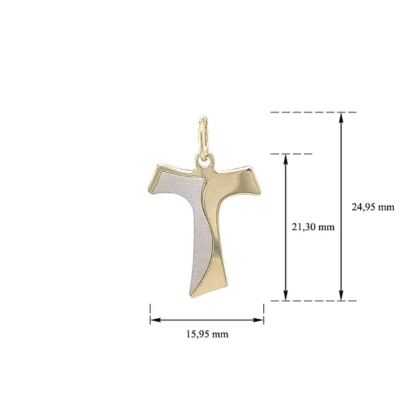 Золотой кулон Крест из комбинированного золота