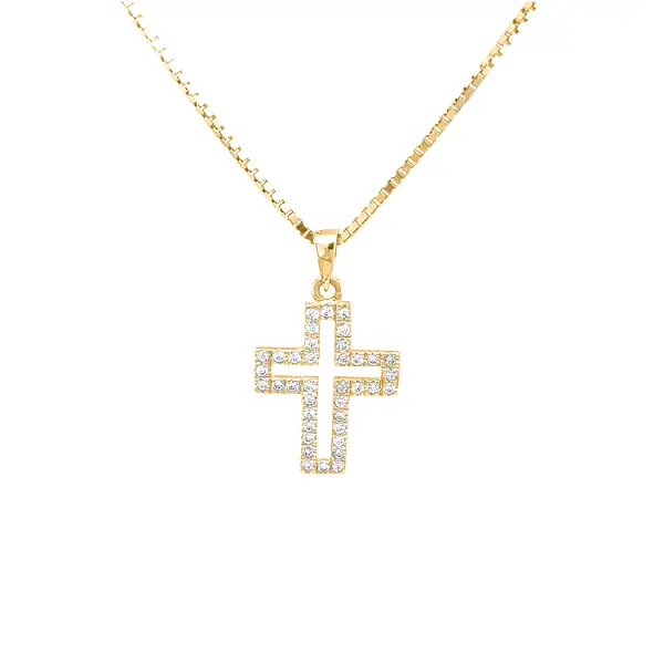 Золотой крест с цирконами