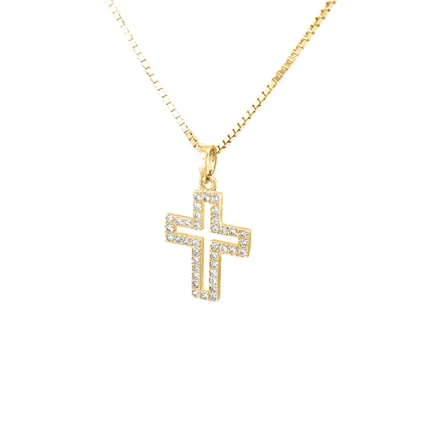 Золотой крест с цирконами