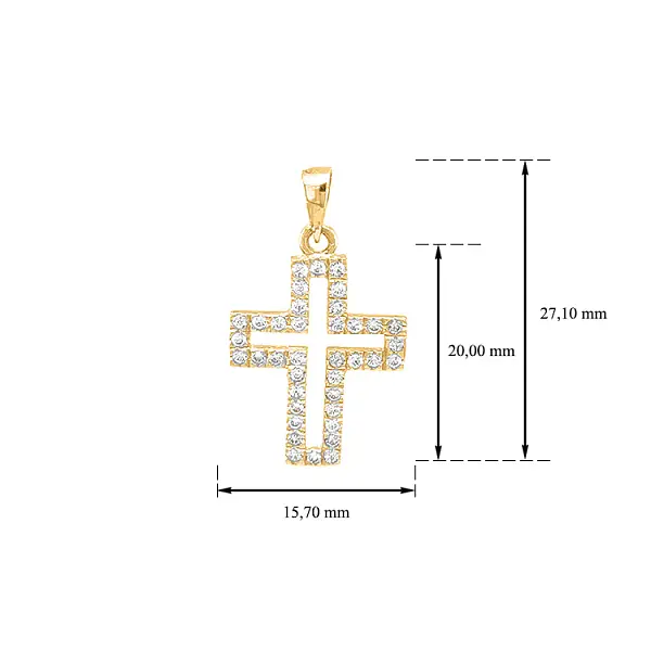 Золотой крест с цирконами