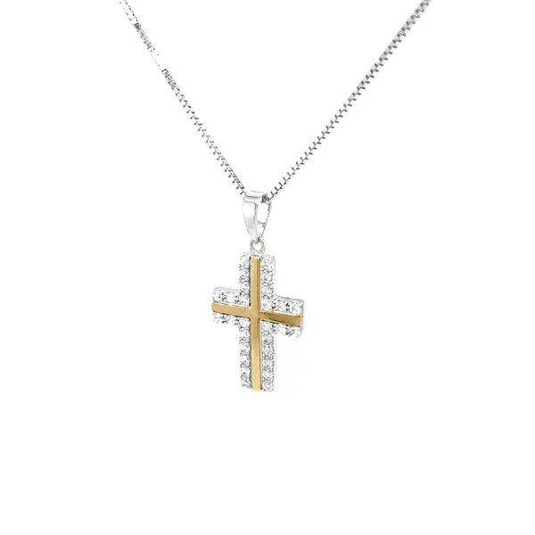 Золотой крест с цирконами