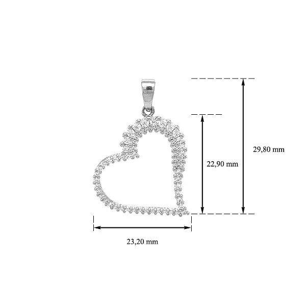Золотая подвеска Сердце с цирконами