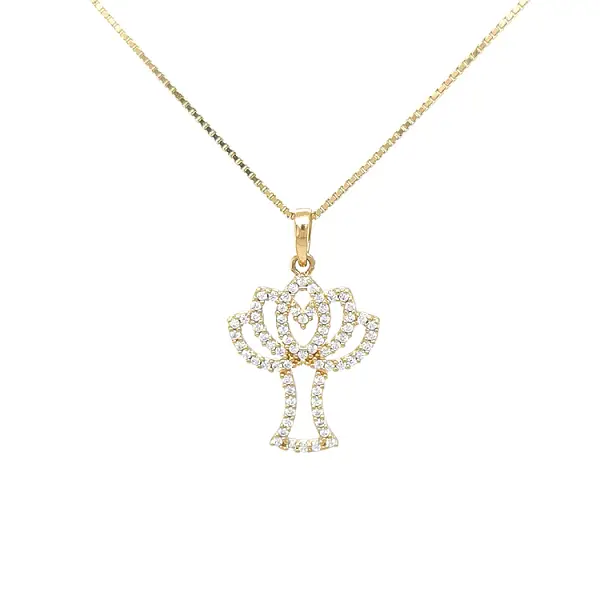 Золотая подвеска Дерево с цирконами