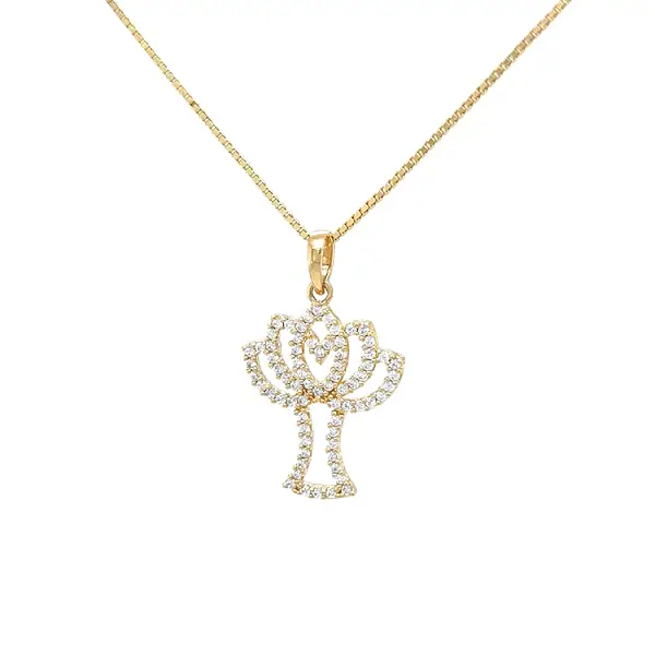 Золотая подвеска Дерево с цирконами