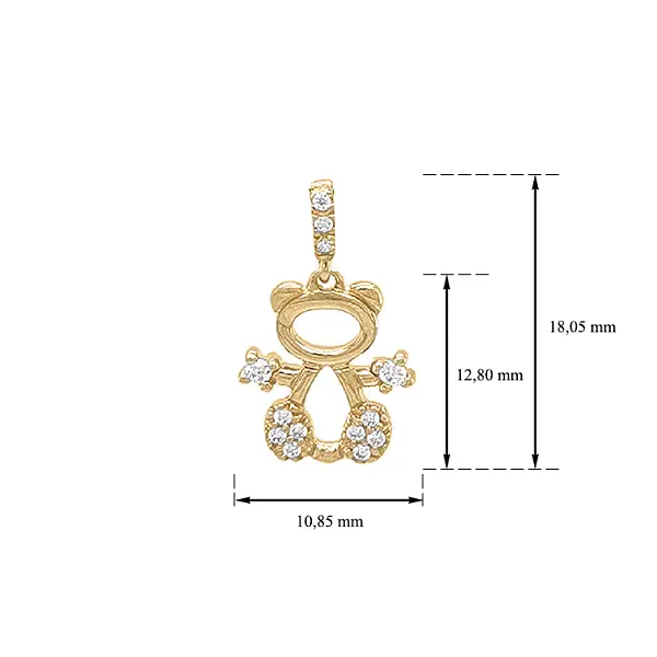 Золотой кулон 'Мишка Тедди' с цирконами