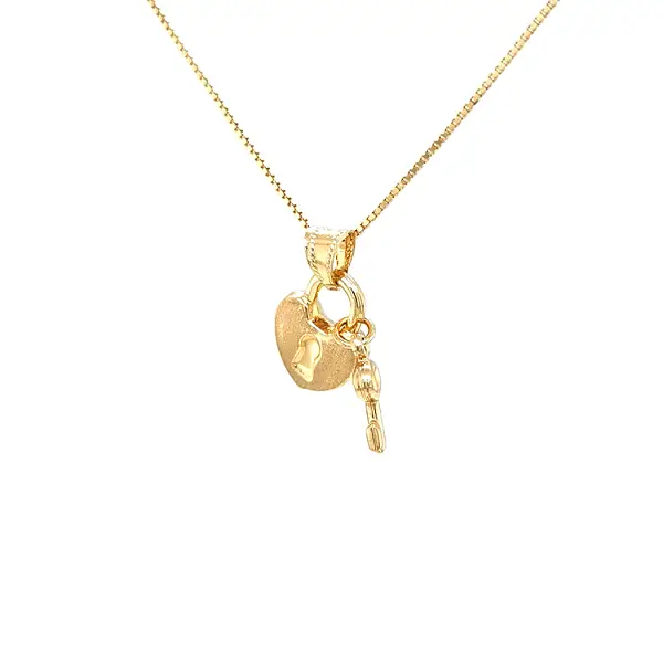 Золотая подвеска Замок и ключ