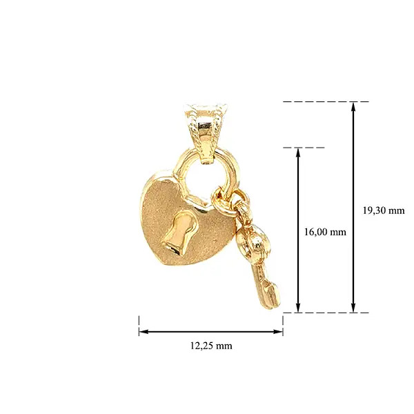 Золотая подвеска Замок и ключ