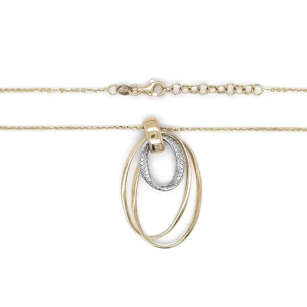 Золотое колье с цирконами из комбинированного золота