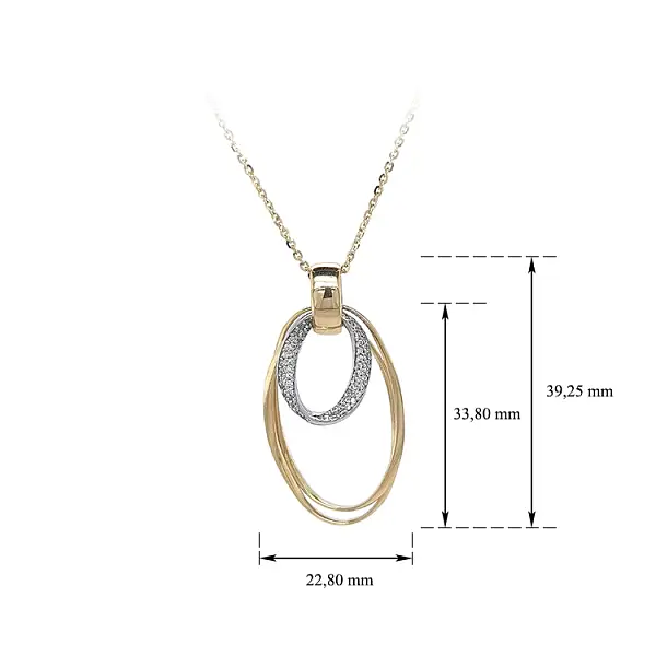 Золотое колье с цирконами из комбинированного золота