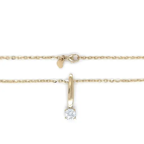 Золотое колье-солитер с цирконом