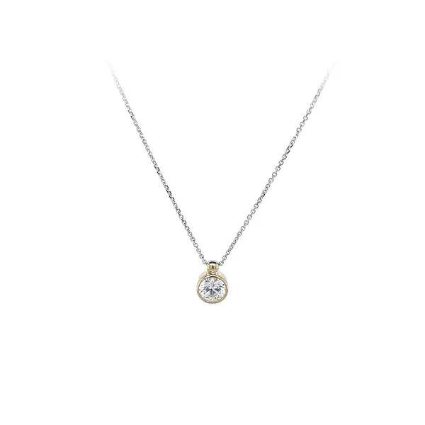 Золотое колье-солитер с цирконом