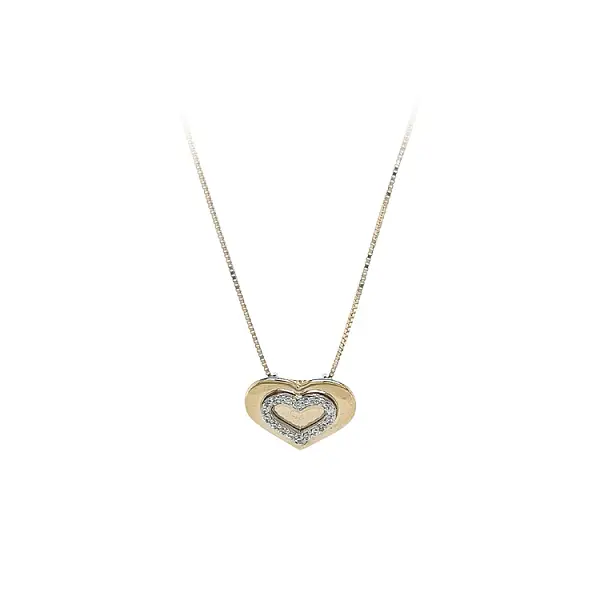 Золотое ожерелье в виде сердца с циркониями