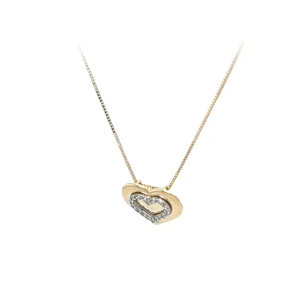 Золотое ожерелье в виде сердца с циркониями