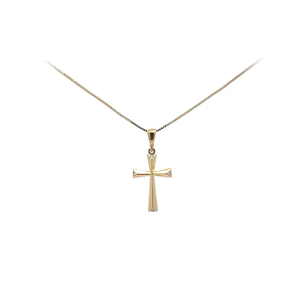 Золотая подвеска Крест с цирконами