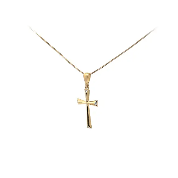 Золотая подвеска Крест с цирконами