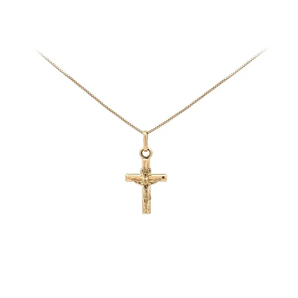 Золотая подвеска Крест с Иисусом Христом