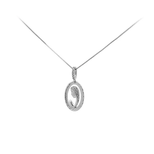 Кулон Дева Мария с цирконами из белого золота