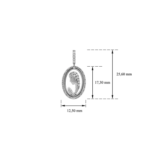 Кулон Дева Мария с цирконами из белого золота