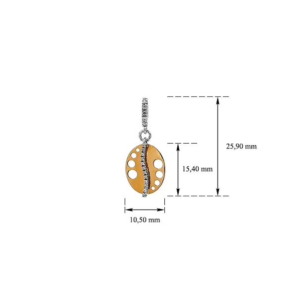 Подвеска из комбинированного золота с цирконами