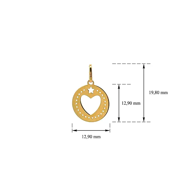 Золотая подвеска Сердце
