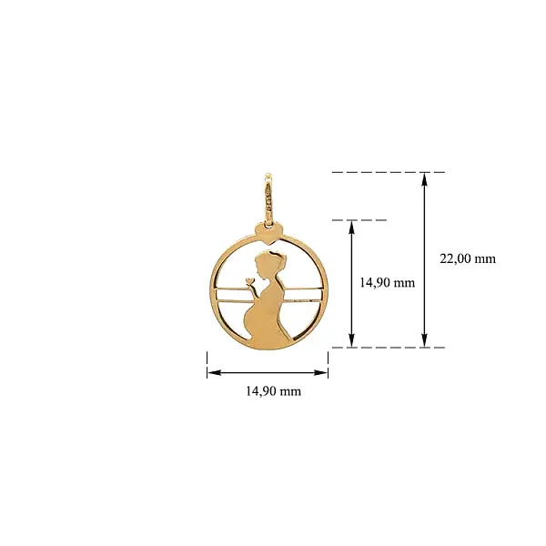 Золотая подвеска Беременная женщина
