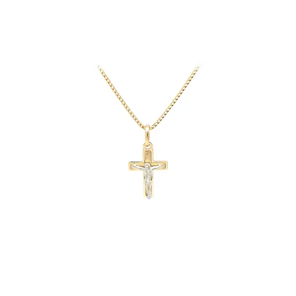 Подвеска Крест с Иисусом Христом из комбинированного золота