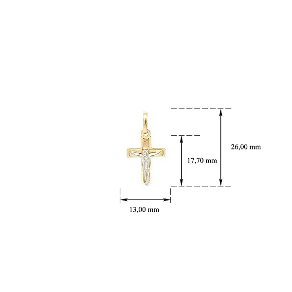 Подвеска Крест с Иисусом Христом из комбинированного золота