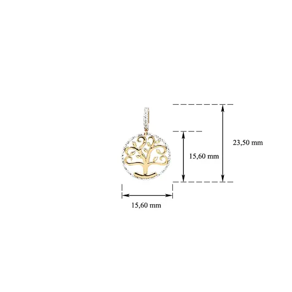 Подвеска Древо жизни из комбинированного золота