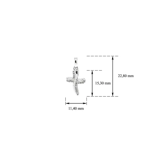 Подвеска Крест с цирконами из белого золота