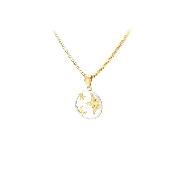 Подвеска 'Звезда и Луна' из комбинированного золота