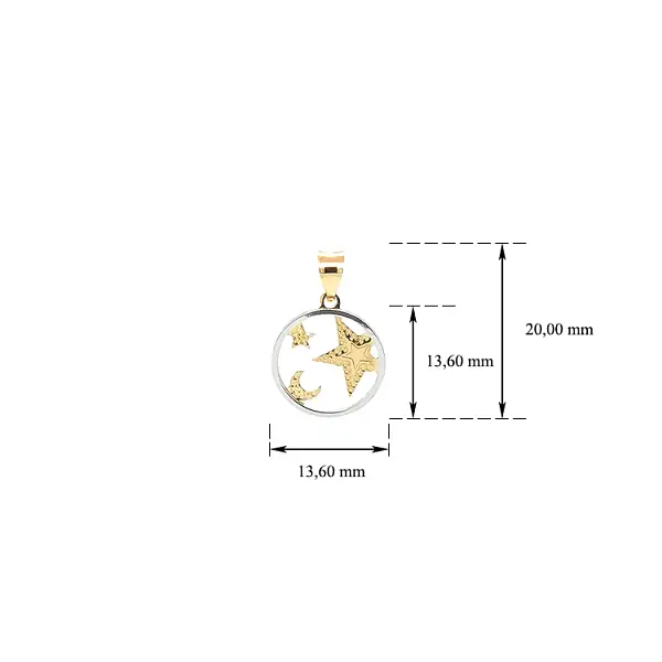 Подвеска 'Звезда и Луна' из комбинированного золота