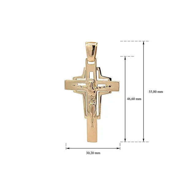 Золотая подвеска Крест с Иисусом Христом