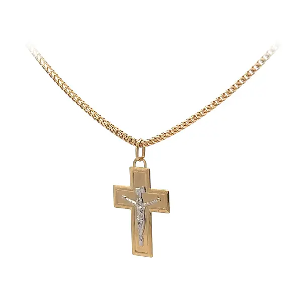 Золотая подвеска Крест с Иисусом Христом