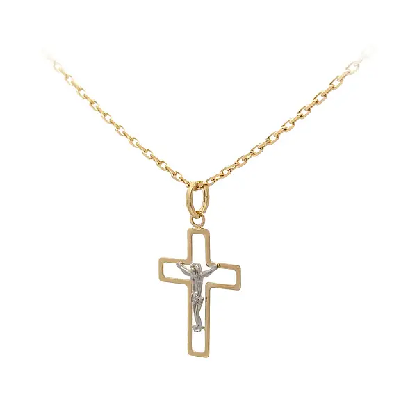 Золотая подвеска Крест с Иисусом Христом
