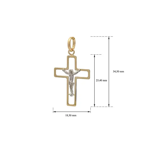 Золотая подвеска Крест с Иисусом Христом