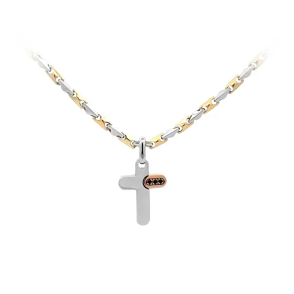Подвеска Крест из комбинированного золота