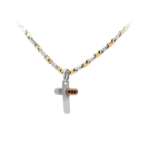 Подвеска Крест из комбинированного золота
