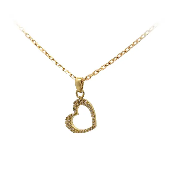 Золотая подвеска Сердце с цирконами