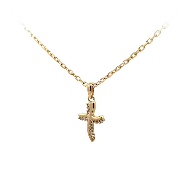 Золотая подвеска Крест с цирконами