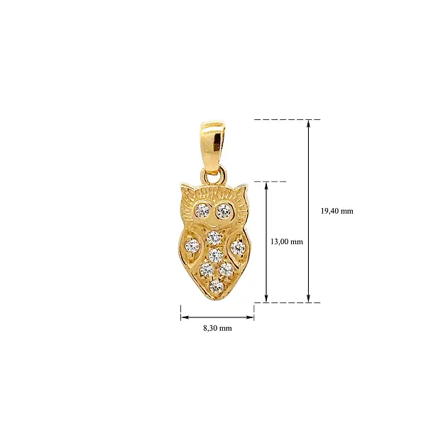 Золотая подвеска 'Сова' с цирконами
