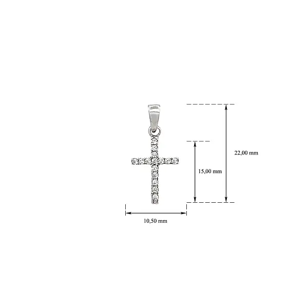 Подвеска Крест с цирконами из белого золота