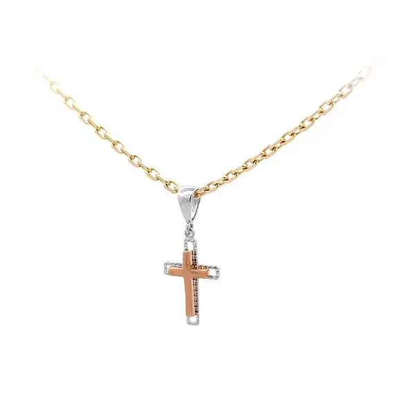 Подвеска Крест из комбинированного золота