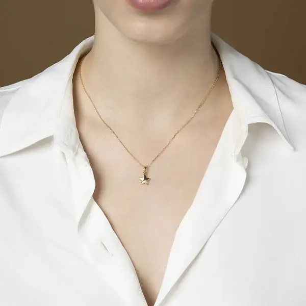 Золотая подвеска Звезда с цирконом