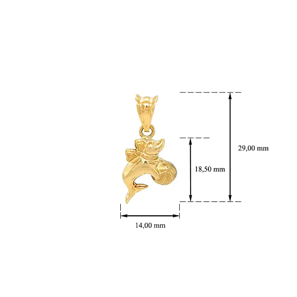 Золотая подвеска Дельфин с шариком