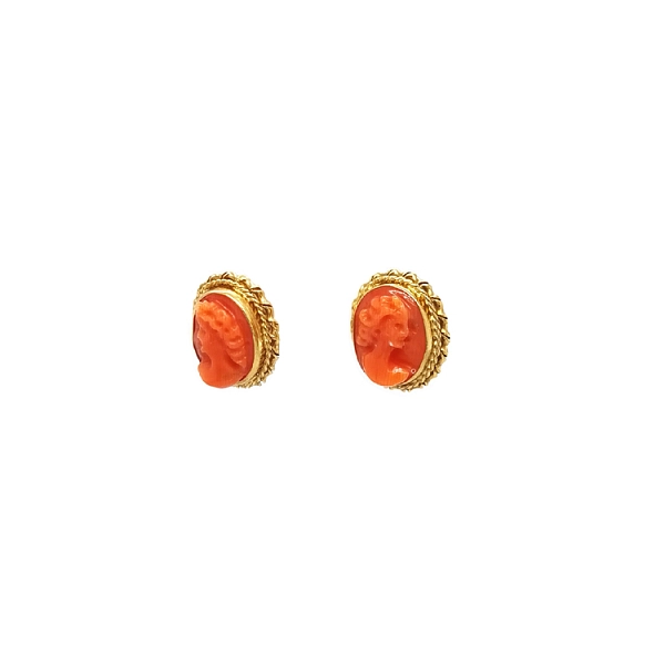 Золотые серьги Коралловая камея